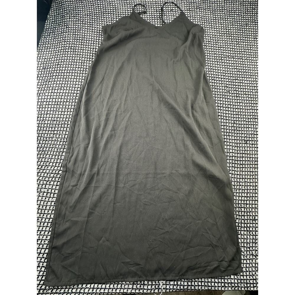 Making The Cut Maxi Dress Womens Large Black Excellent Slip V-Neck Slit